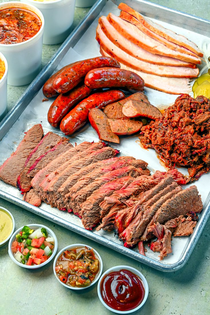 South Texas Restaurant Campaign — A family-style barbecue spread.