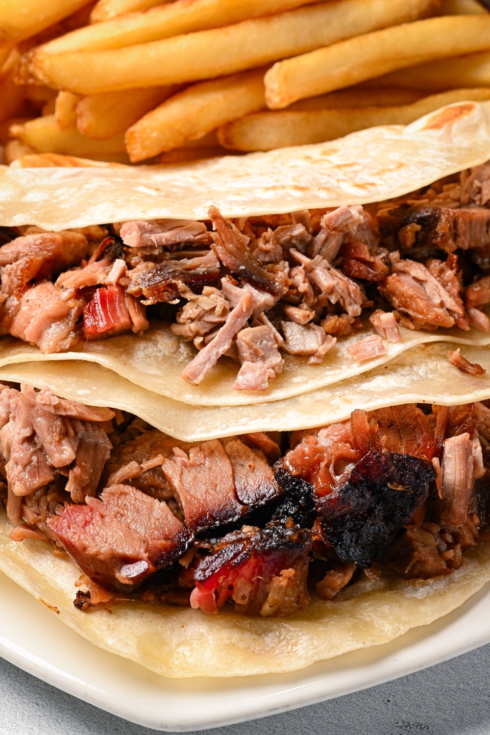 Brisket tacos with fries